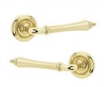 "Camille" Solid Polished Brass Door Lever Handles Round Rose  (JV651PB)